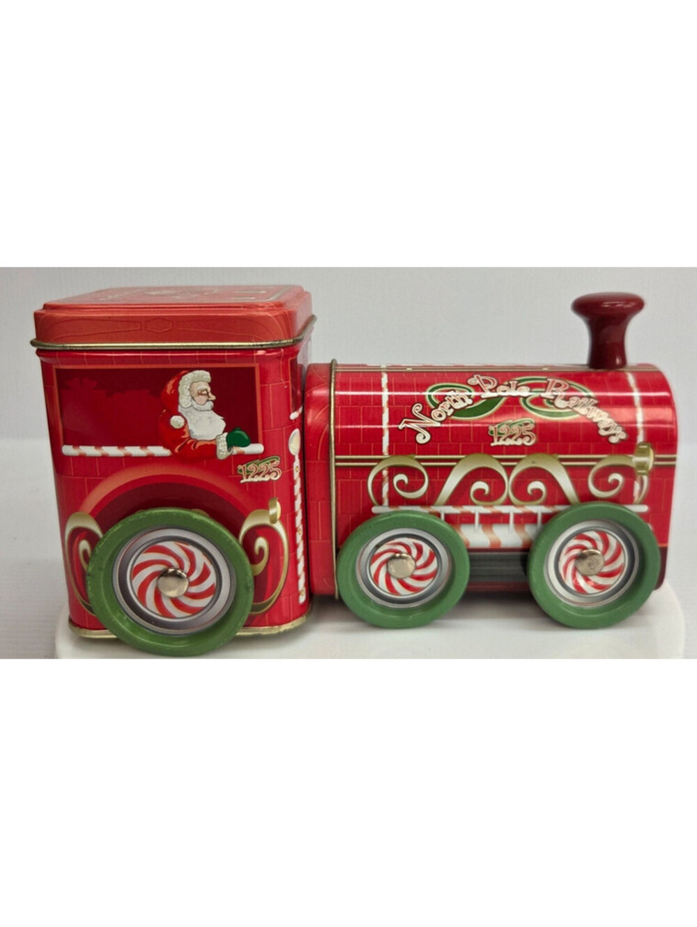 North Pole Railways 1225 Christmas Train Tin Holiday Express Metal LocomotiveVTG
